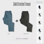 Solid Stretched Trouser 2 pcs Combo | JOG28