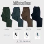 Solid Stretched Trouser 4 pcs Combo | JOG28